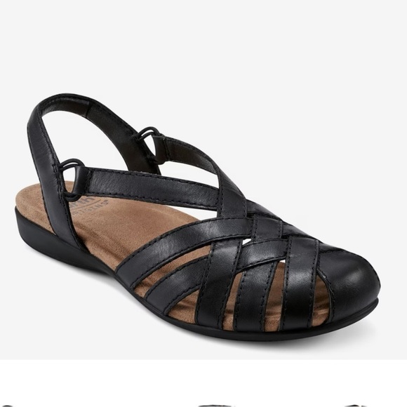 Earth Origins Shoes - EARTH ORIGINS BERRI Women’s 6 New Black Leather Woven Casual 0.75 Heeled Sandals